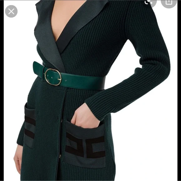 green emerald velvet dress ELISABETTA FRANCHI Women's Green Floral Lace Long Dress